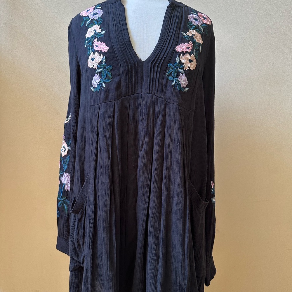 Free People Mia Gauze Floral Embroidered Mini Dress